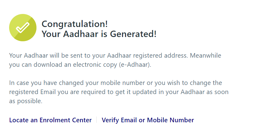 AADHAAR enrolment status online check status.